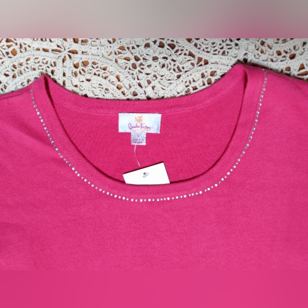 Quacker Factory Knit Rhinestone Top - Picture 3 of 6